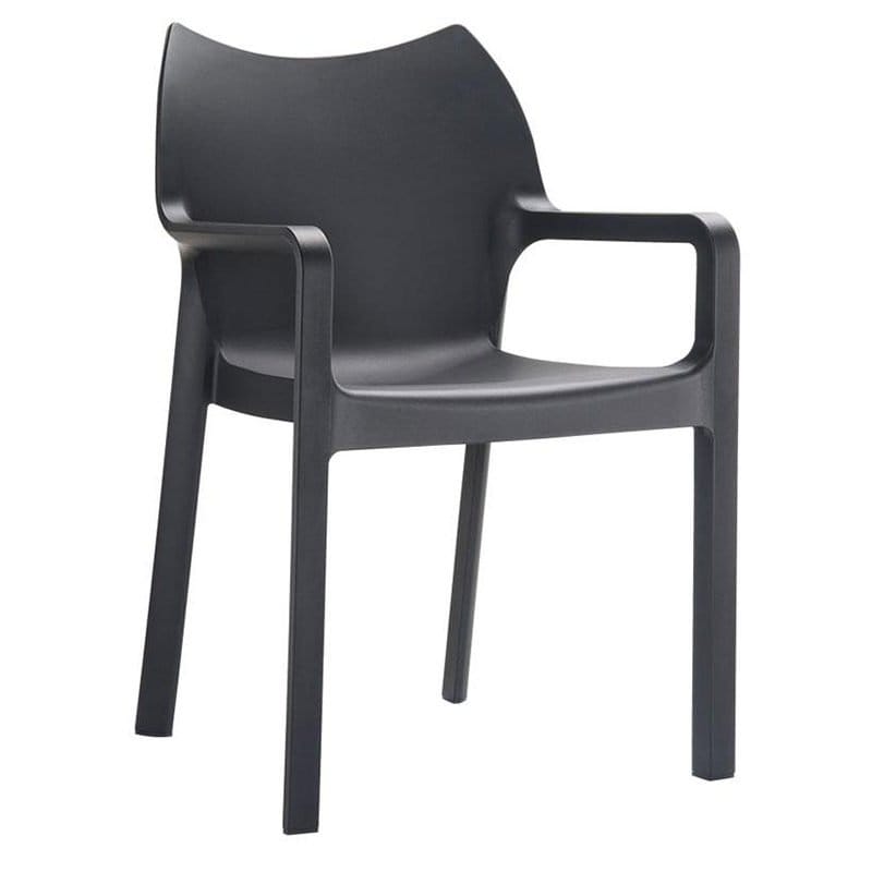 Black Indoor or outdoor Polypropylene Stacking Arm Chair