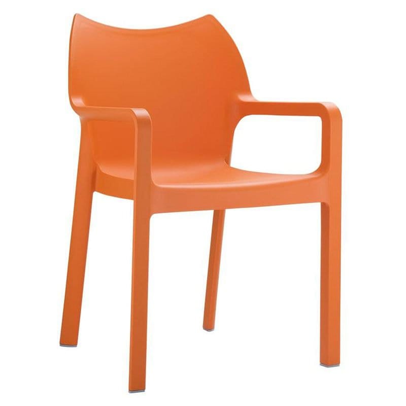 Orange Indoor or outdoor Polypropylene Stacking Arm Chair