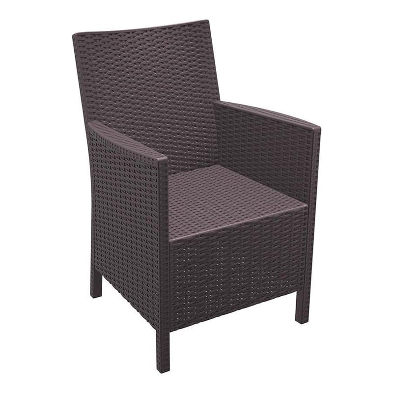 Brown Glass Fibre Weather Resistant Resin Outdoor Arm Chair